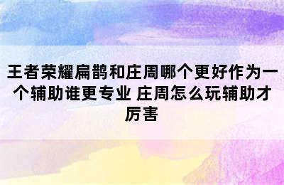 王者荣耀扁鹊和庄周哪个更好作为一个辅助谁更专业 庄周怎么玩辅助才厉害